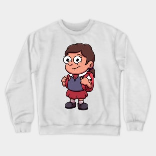 Girl In School Outfit Cartoon Crewneck Sweatshirt